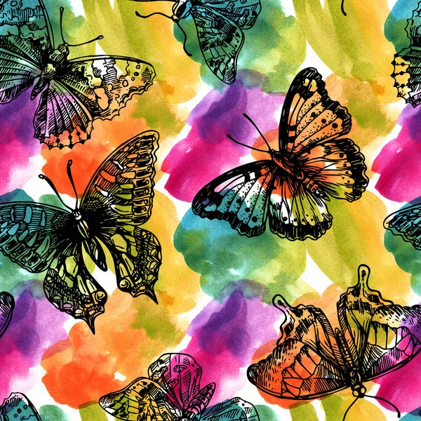 Beautiful hand drawn watercolor seamless pattern — Stock Photo, Image