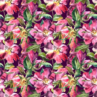 Güzel el çekilmiş sulu boya Dikişsiz desen gül desenli.