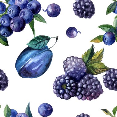 Sulu boya Dikişsiz desen meyveler ve meyve el boyalı