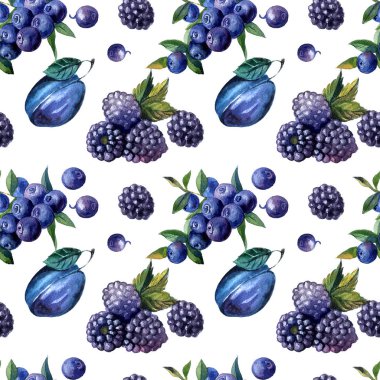 Sulu boya Dikişsiz desen meyveler ve meyve el boyalı