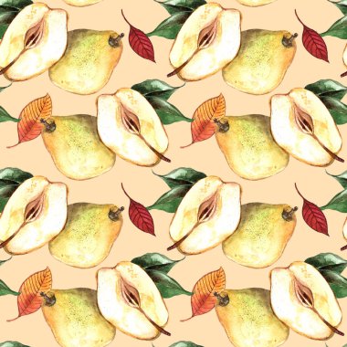 Sulu boya Dikişsiz desen meyveler ve meyve el boyalı