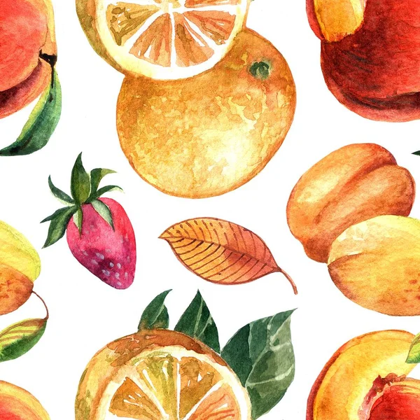 Sulu boya Dikişsiz desen meyveler ve meyve el boyalı