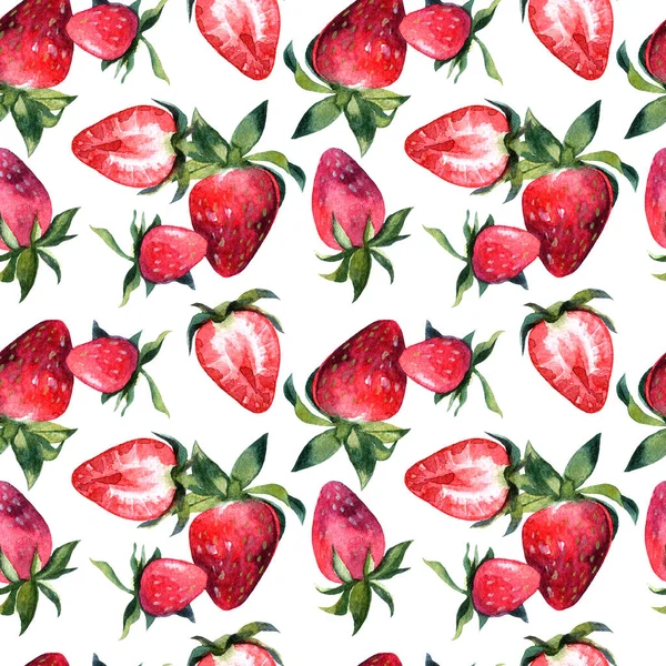 Sulu boya Dikişsiz desen meyveler ve meyve el boyalı — Stok fotoğraf