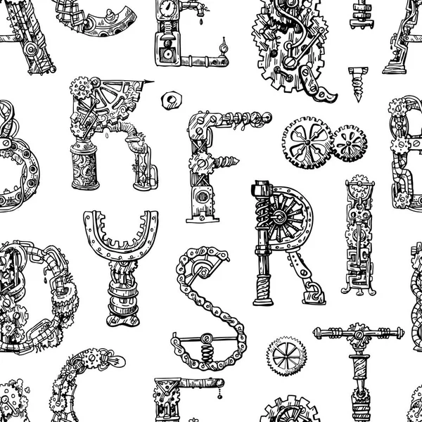 手機械文字でシームレスなパターンを描画ベクトル. — ストックベクタ