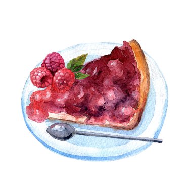 Güzel el suluboya illüstrasyon izole ahududu çekilmiş 