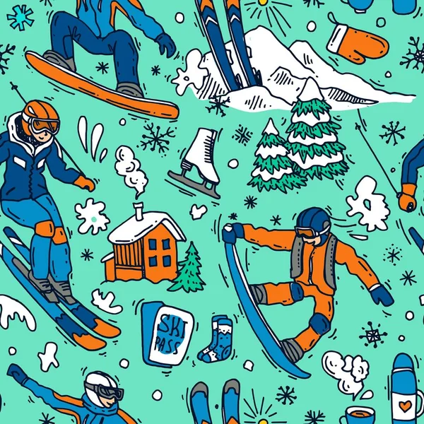 Bela mão desenhada vetor ilustração inverno esporte . —  Vetores de Stock