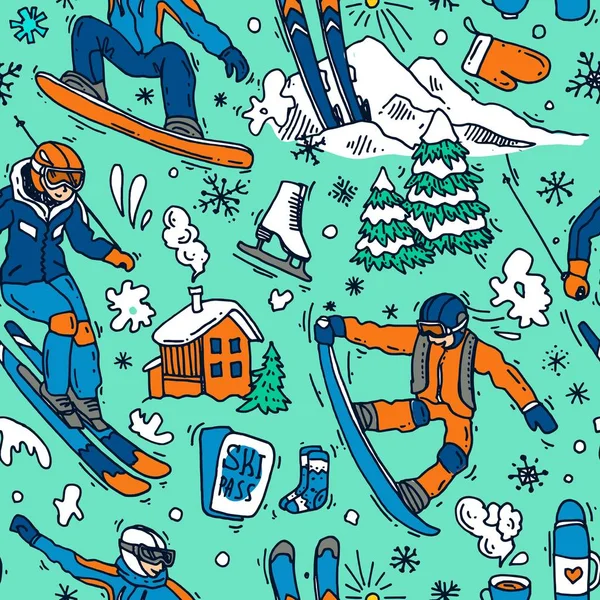 Mooie hand getekend vector illustratie-wintersport. — Stockvector