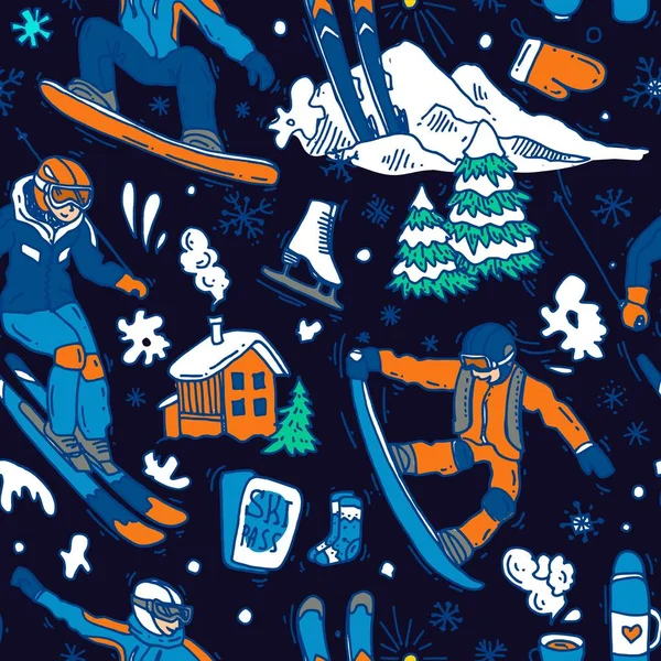 美しい手描きベクトル イラスト冬のスポーツ. — ストックベクタ