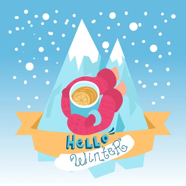 Vector illustratie winteractiviteiten. Hallo winter — Stockvector