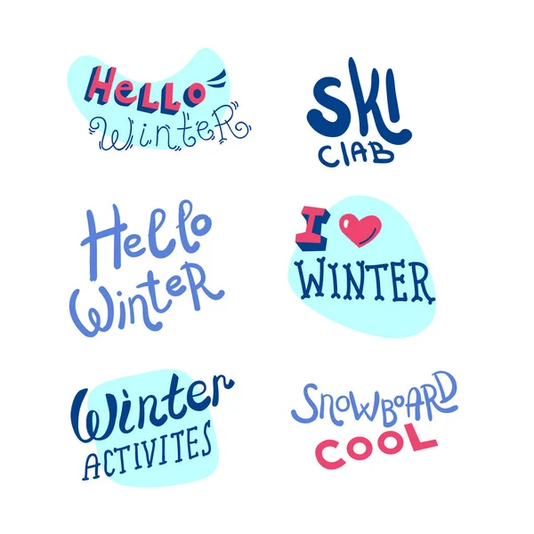 Colección de letras de deporte de invierno. hola mi adorable invierno — Vector de stock