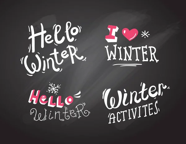 Sport belettering wintercollectie. Hallo mijn mooie winter — Stockvector