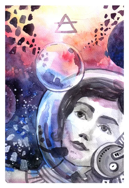 Hand drawn high quality watercolor space. Classic watercolor pai — Stock Photo, Image
