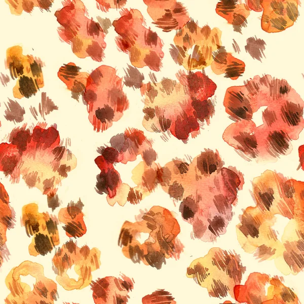 Леопардовый цвет кожи бесшовный узор. Рисунок акварелью . — стоковое фото