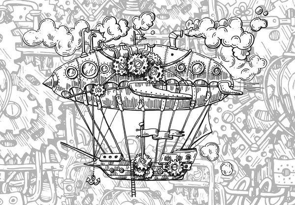 Dibujo vectorial dibujado a mano ilustración aviones vintage . — Vector de stock