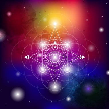 suluboya baharat arka plan ile kutsal geometri vektör illüstrasyon ayarlayın. Logo, yoga mat ve giysi tasarımı için iyi.