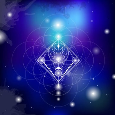 suluboya baharat arka plan ile kutsal geometri vektör illüstrasyon ayarlayın. Logo, yoga mat ve giysi tasarımı için iyi.