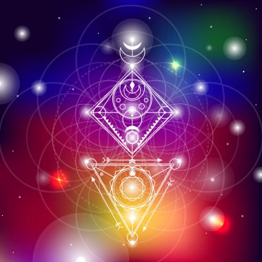 suluboya baharat arka plan ile kutsal geometri vektör illüstrasyon ayarlayın. Logo, yoga mat ve giysi tasarımı için iyi.