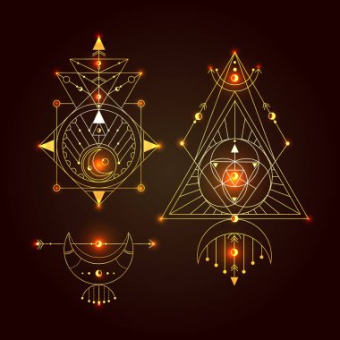 kutsal geometri vektör illüstrasyon seti. Logo, yoga mat ve giysi tasarımı için iyi.