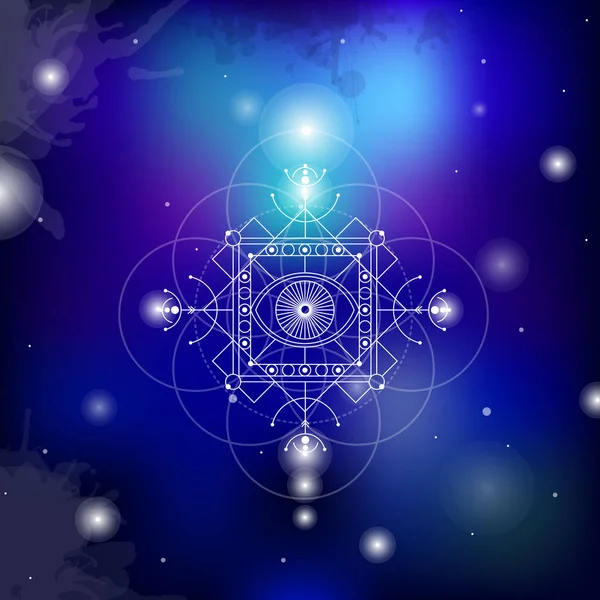 Sacred geometry vector illustration on space background. Good for logo, design of yoga mat and clothes. — Stock Vector