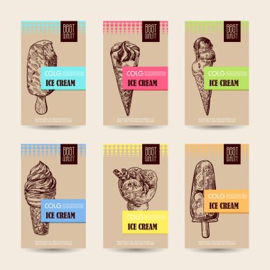 Dondurma kroki tarzı vektör illüstrasyon. Elle çizilmiş görüntü.