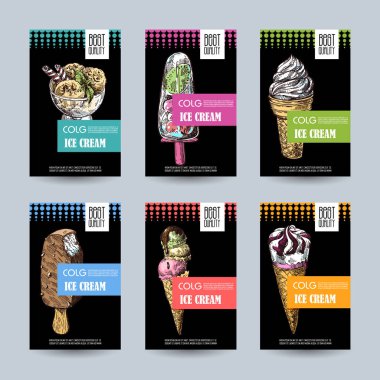 Dondurma kroki tarzı vektör illüstrasyon. Elle çizilmiş görüntü.