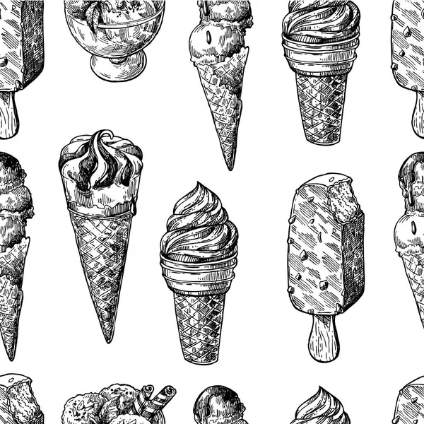 Ilustración de vectores de estilo de boceto de helado. Imagen dibujada a mano . — Vector de stock