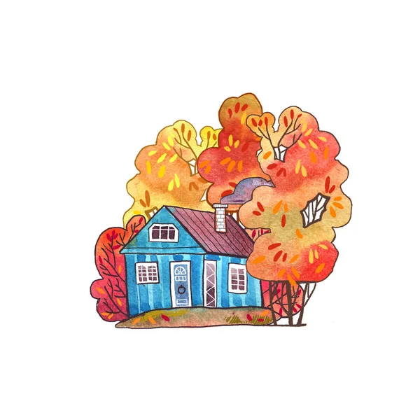 Autumn watercolor element. Cartoon style. Hello autumn. — Stock Photo, Image