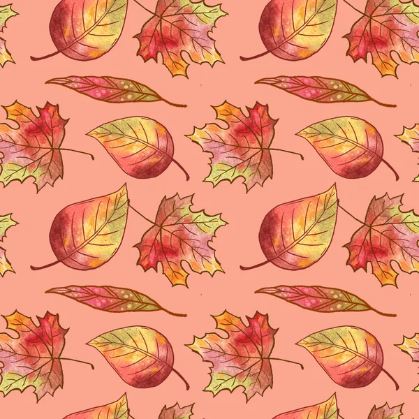 Autumn watercolor seamless pattern. Hand drawn illustration. — Stock Photo, Image