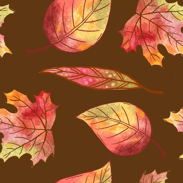 秋の水彩画シームレスパターン。手描きのイラスト. — ストック写真