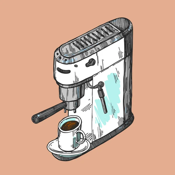 Kaffeemaschinen-Sketch. handgezeichnete Vektor-Illustration — Stockvektor