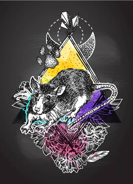 Rat skiss vektor illustrationer. Handritad bild med mus. . — Stock vektor