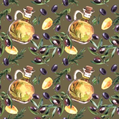 El çizilmiş güzel suluboya illüstrasyon zeytinyağı. 