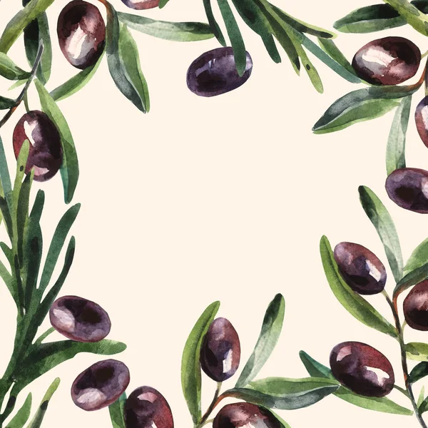 Hand drawn beautiful watercolor illustration olive oil. — Stock Photo, Image