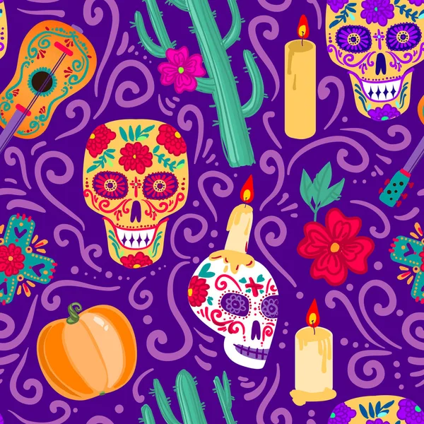 Ilustrasi vektor kematian. Dia de los muertos . - Stok Vektor