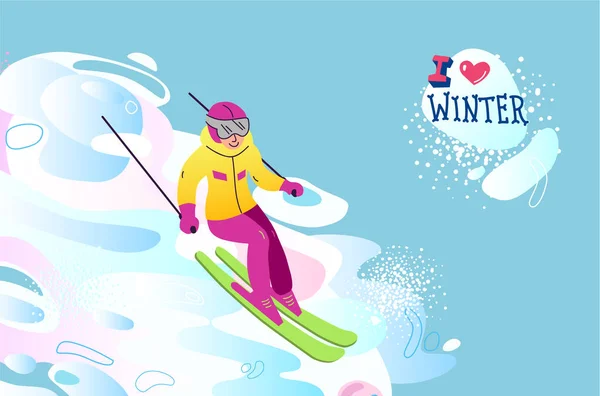 Wintersport Vektor Illustration. ich liebe den winter — Stockvektor