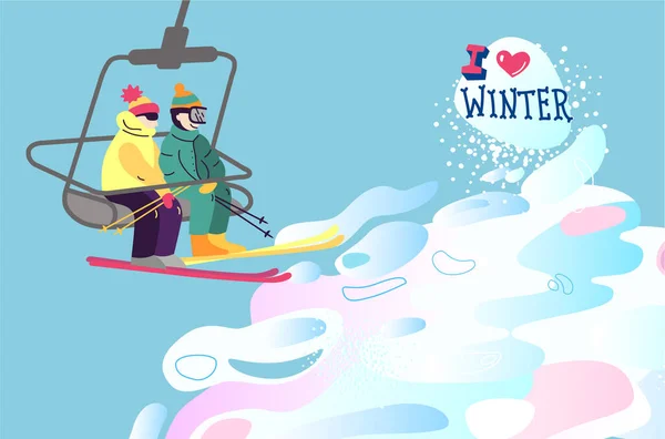 Wintersport vector illustratie. Ik hou van de winter — Stockvector