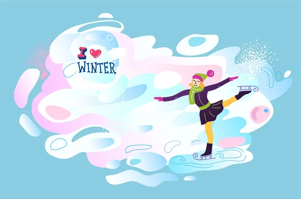 Wintersport vector illustratie. Ik hou van de winter — Stockvector