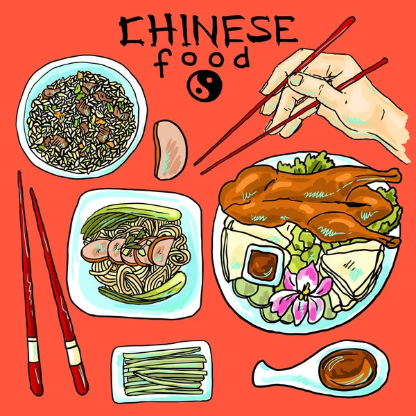 Zestaw chińskiej żywności — Wektor stockowy