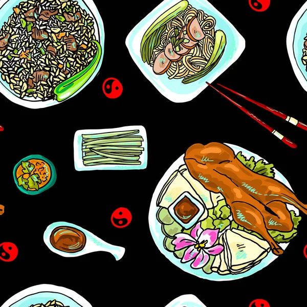 Бесшовный рисунок китайской еды — стоковый вектор