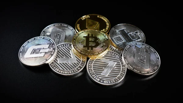 Bitcoin Varie Valute Crypto — Foto Stock
