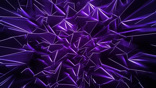 Purple Polygonal Background with Glowing Edges — Stock Video