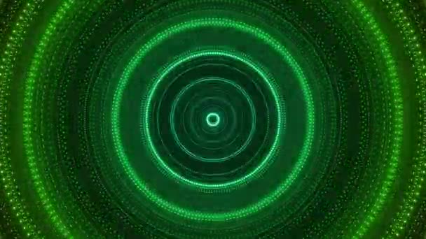 VJ Glitter Groene ringen van deeltjes — Stockvideo