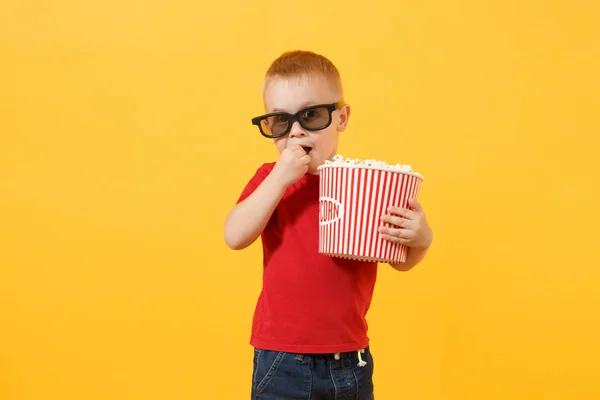 Mały Chłopiec Dziecko Cute Kid Lat Kolorze Czerwonym Shirt Okulary — Zdjęcie stockowe