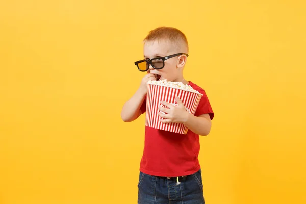 Mały Chłopiec Dziecko Cute Kid Lat Kolorze Czerwonym Shirt Okulary — Zdjęcie stockowe