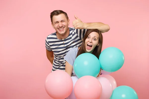 Retrato Joven Diversión Loca Loca Pareja Enamorada Mujer Hombre Ropa —  Fotos de Stock