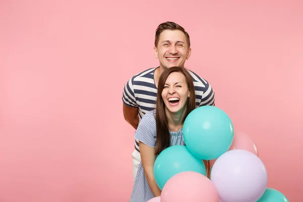 Retrato Diversão Jovem Casal Louco Louco Amor Mulher Homem Roupas — Fotografia de Stock