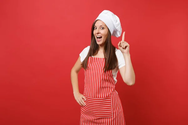 Ama Casa Cocinera Panadera Delantal Rayado Camiseta Blanca Sombrero Chefs —  Fotos de Stock