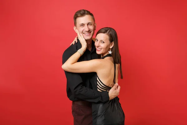 Casal Jovem Moda Vestido Camisa Roupas Pretas Celebrando Festa Aniversário — Fotografia de Stock