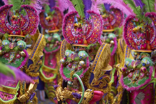 Oruro Bolivie Février 2017 Des Danseurs Morenada Costumes Ornementés Défilent — Photo