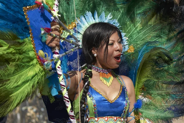 Arica Chile Janeiro 2016 Dançarinos Tobias Com Traje Tradicional Andino — Fotografia de Stock